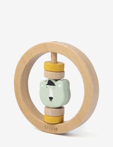 Wooden round rattle - Mr. Polar Bear - rattles - green