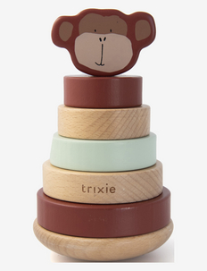 Wooden stacking toy - Mr. Monkey - interactief speelgoed - brown