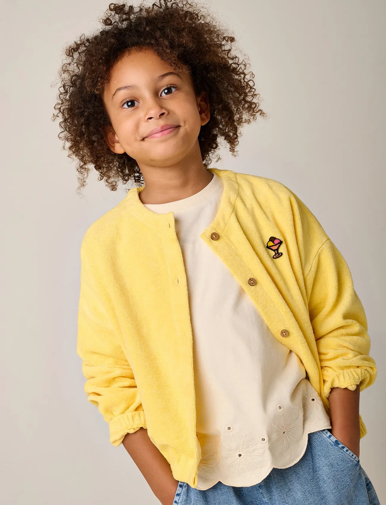 TUMBLE 'N DRY Lemonade Cardigan, 134/1, Yellow, Strik > Cardigans, Børn
