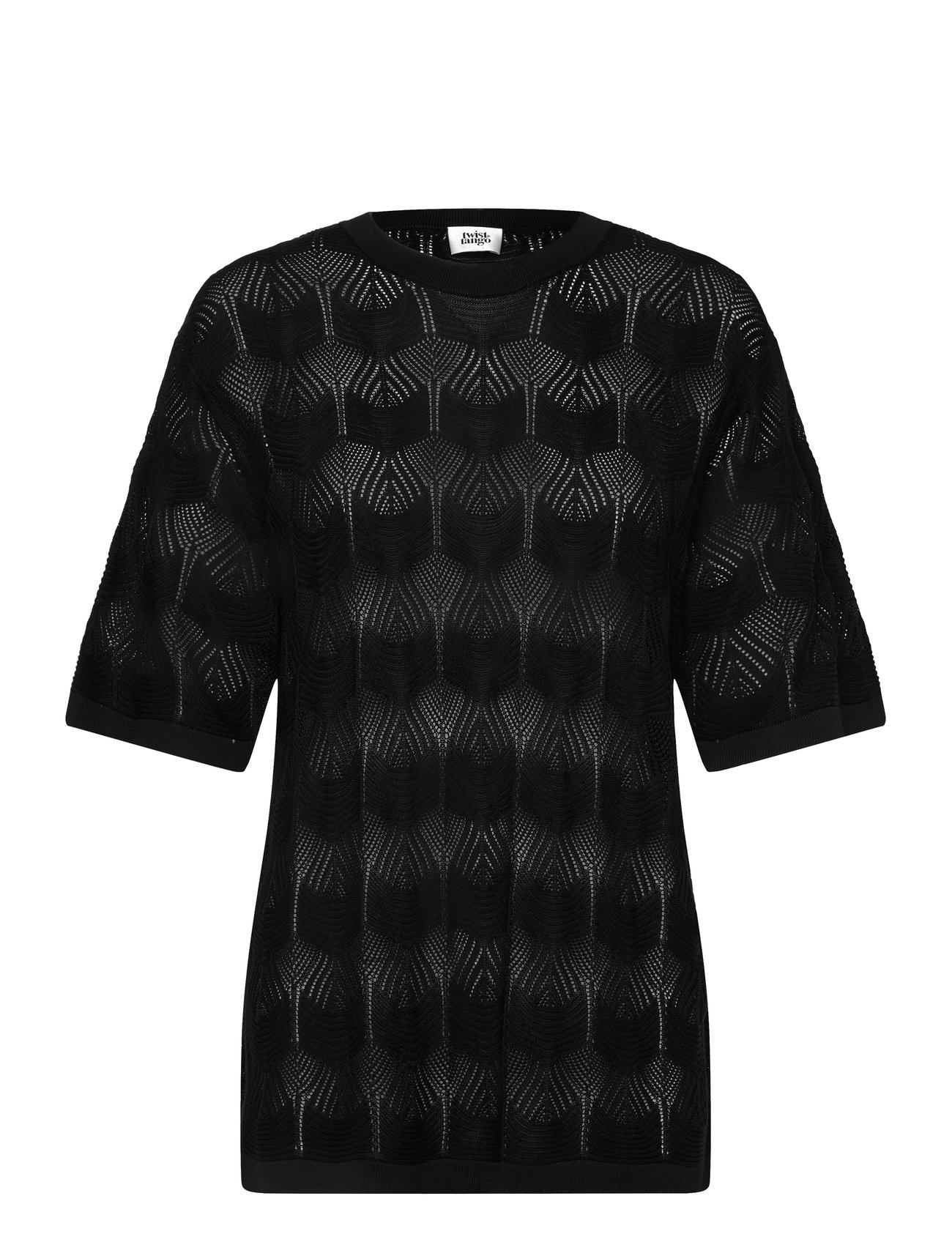 Twist & Tango Uma Crochet Tee, XS, Black, T-Shirts & Toppe > Kortærmede, Dame