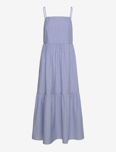 Kiona Dress Beige - sommerkjoler - lt blue stripe
