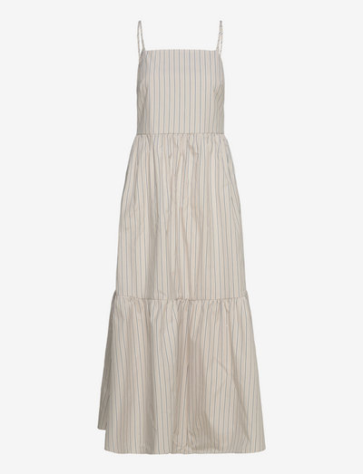 Kiona Dress Beige - sommerkjoler - beige stripe