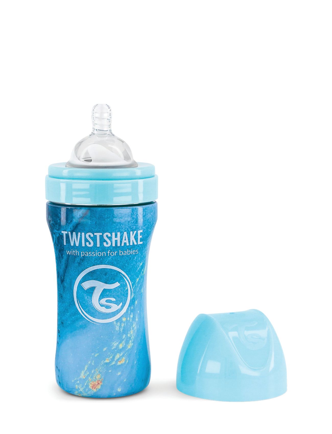 Twistshake Anti-Colic Stainless Steel 330Ml Marble Blue Baby & Maternity Baby Feeding Baby Bottles & Accessories Baby Bottles Blue Twistshake