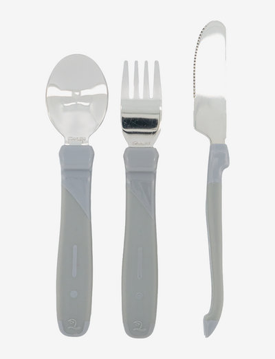 Twistshake Learn Cutlery Stainless Steel 12+m Pastel Grey - cutlery - pastel grey