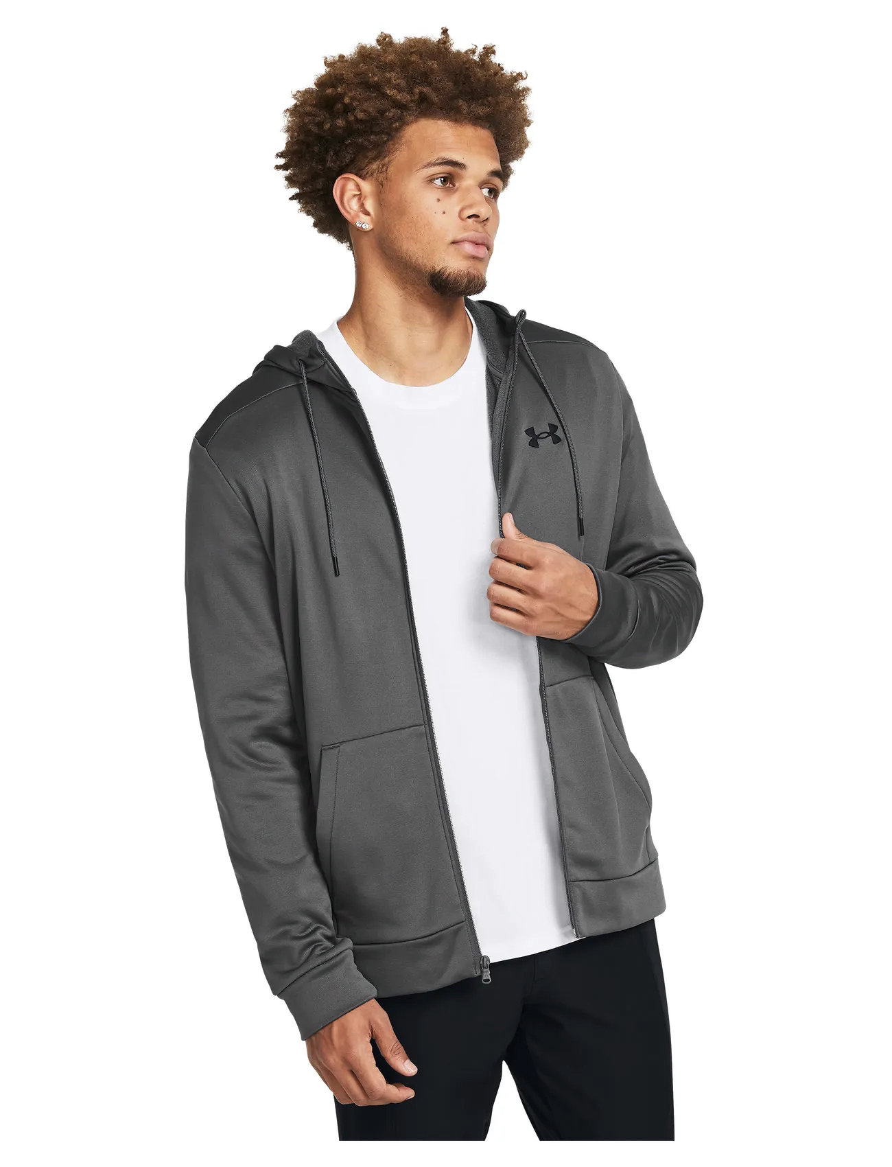 Under Armour Ua Armour Fleece Fz Hoodie, XL, Grey, Sweatshirts & Hættetrøjer > Hættetrøjer, Herre