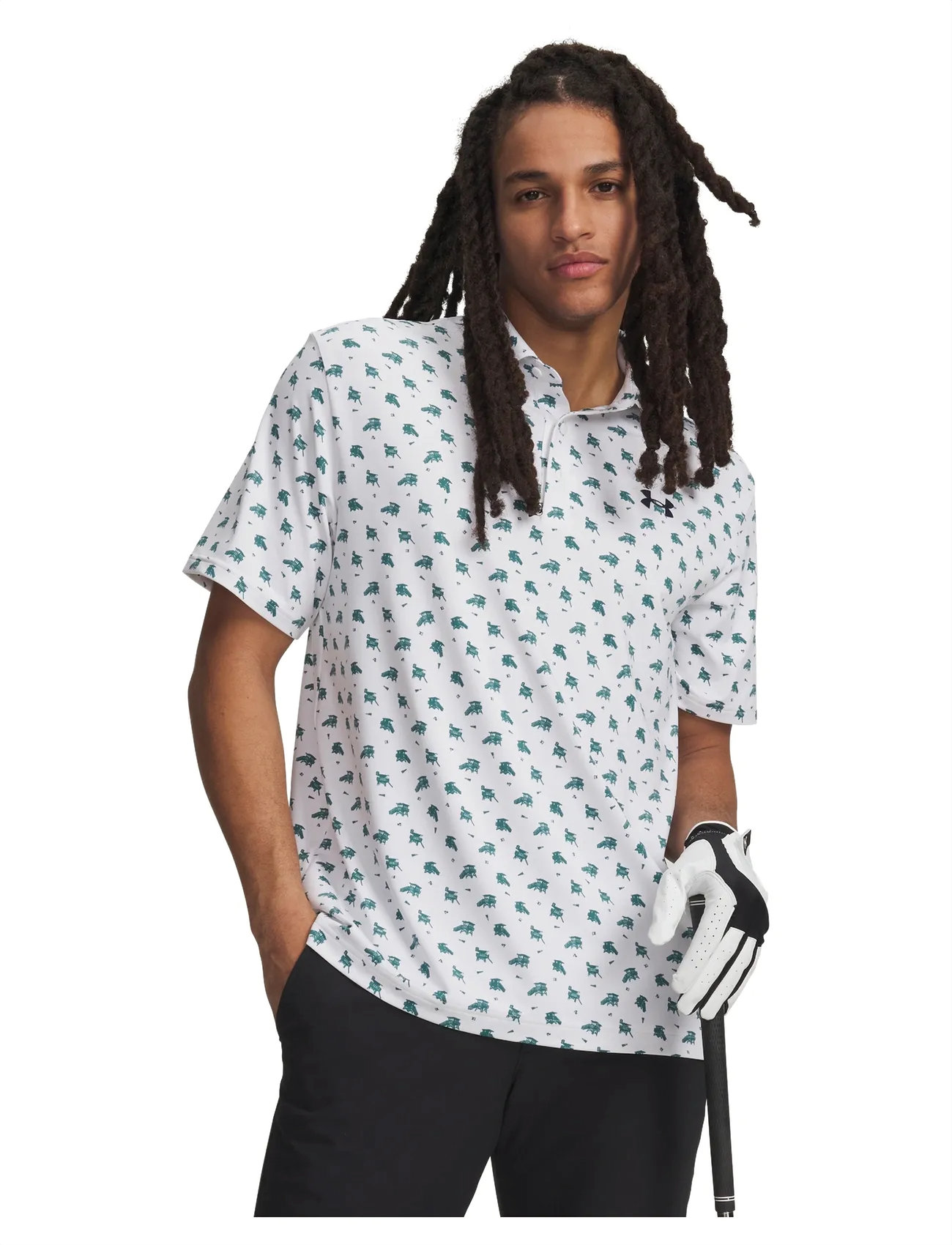 Under Armour Ua Playoff 3.0 Printed Polo, M, White, Sport Polos > Sport Short-sleeved Polos, Herre