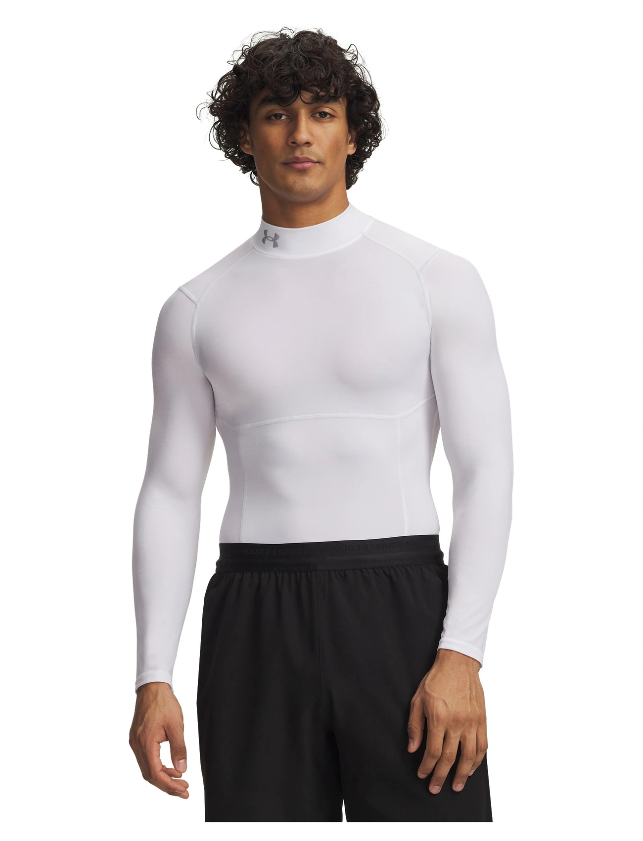 Under Armour Ua Hg Elite Comp Mock Ls, S, White, Sport Base Layers > Sport Base Layer Overdele, Herre