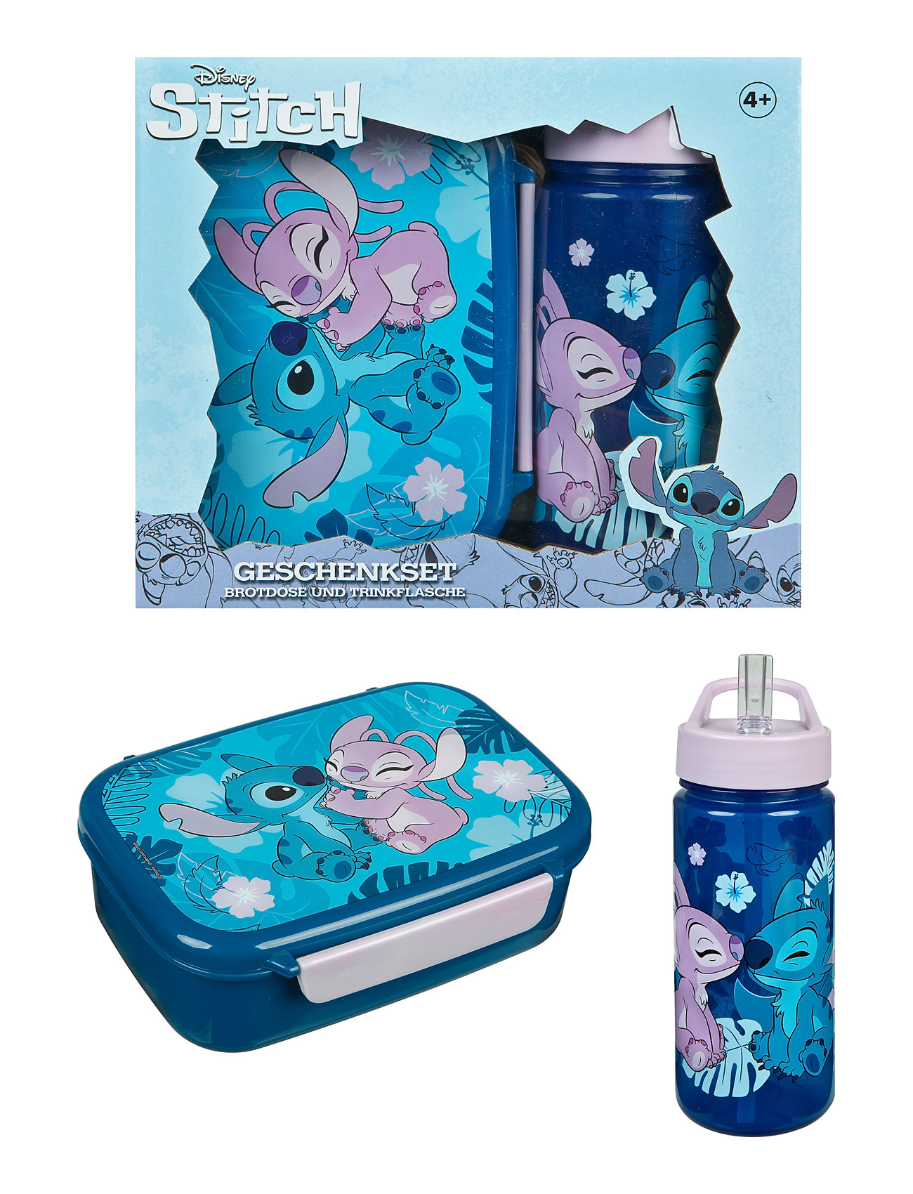 Lilo & Stitch Lunch Box And Water Bottle Set Home Meal Time Lunch Boxes Blue Undercover