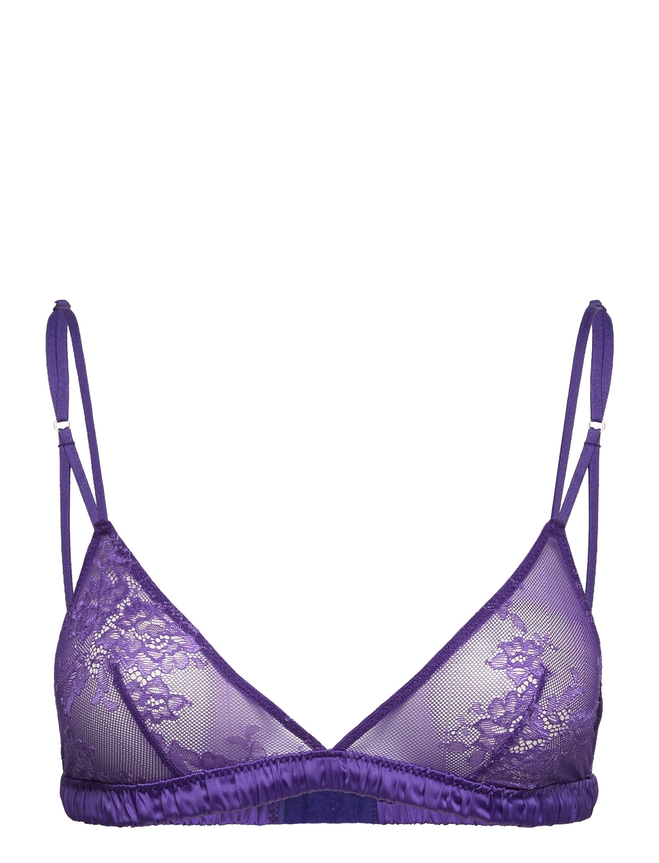 Lace Satin Triangle Bralette Purple Understatement Underwear