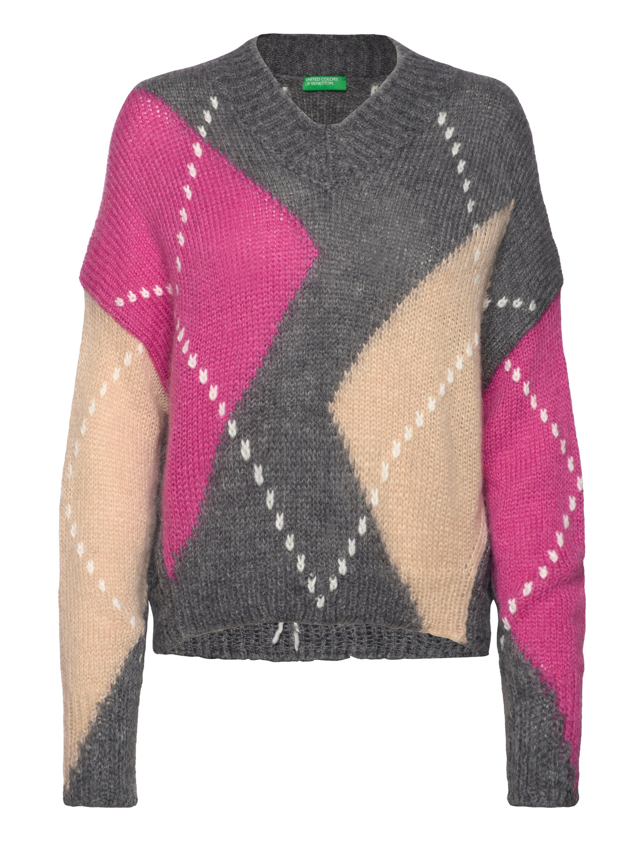 V Neck Sweater L/S Grey United Colors Of Benetton