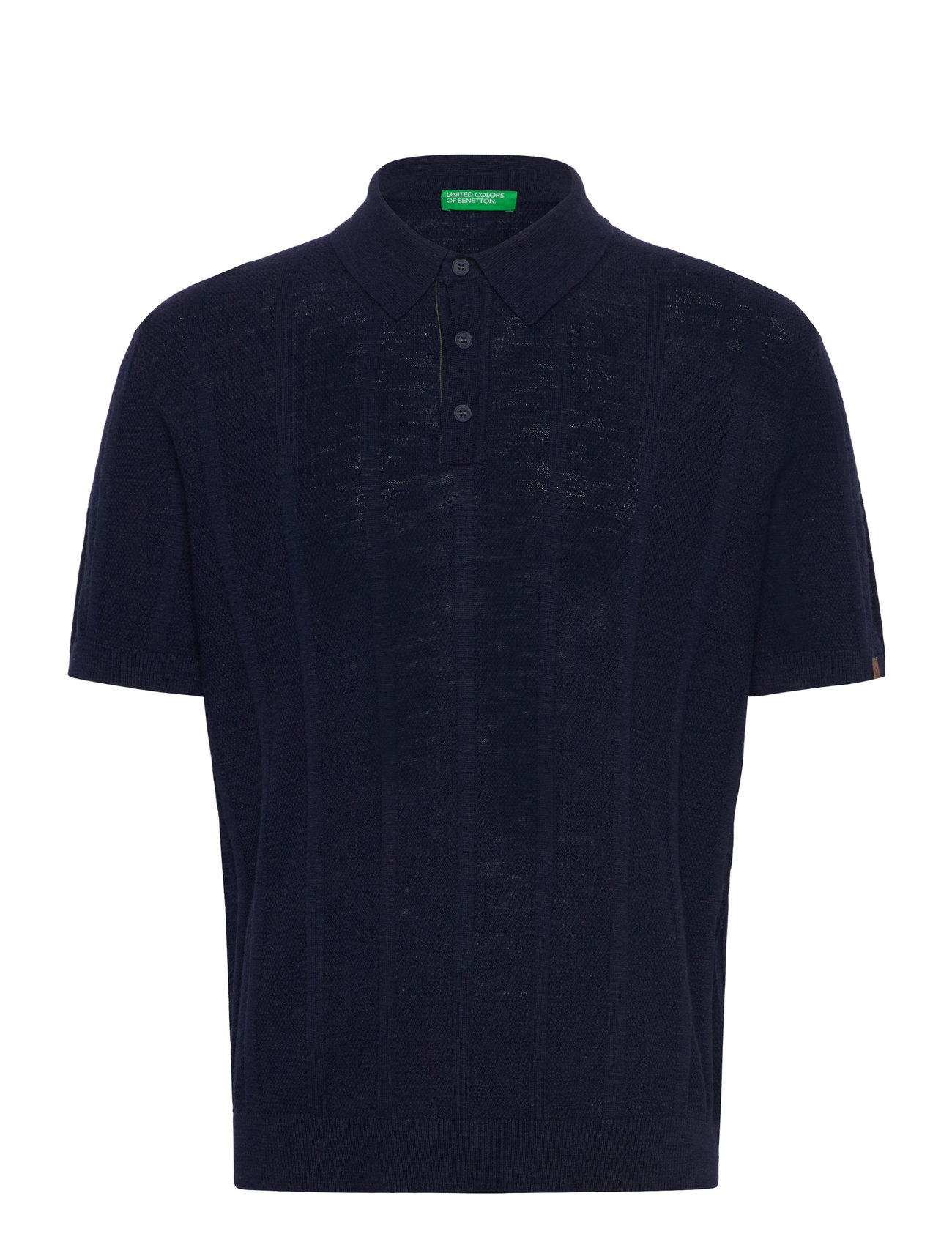 United Colors of Benetton H/S Polo Shirt, S, Navy, Strik > Kortærmede Strikkede Poloer, Herre