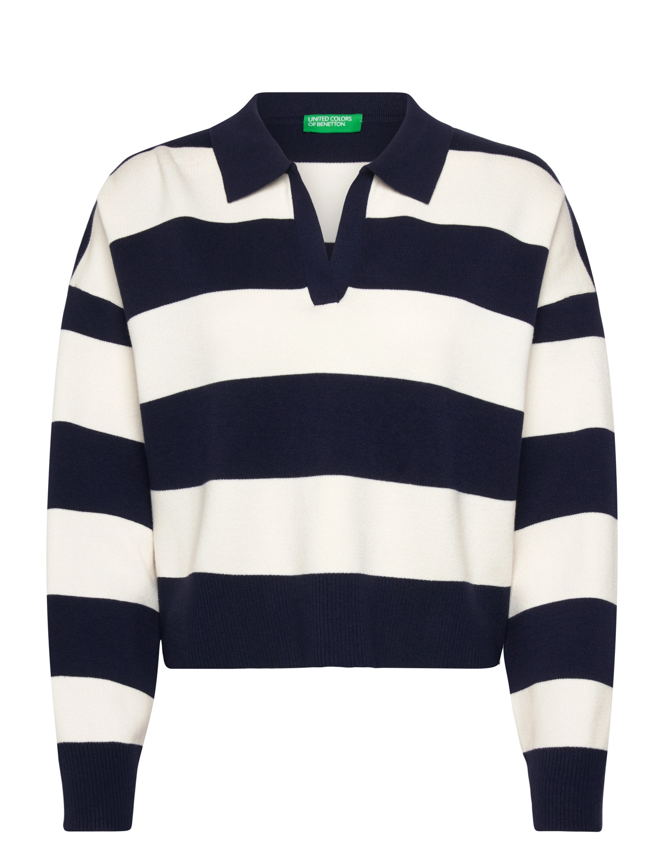 United Colors of Benetton L/S Polo Shirt, S, Navy, Strik > Trøjer, Dame