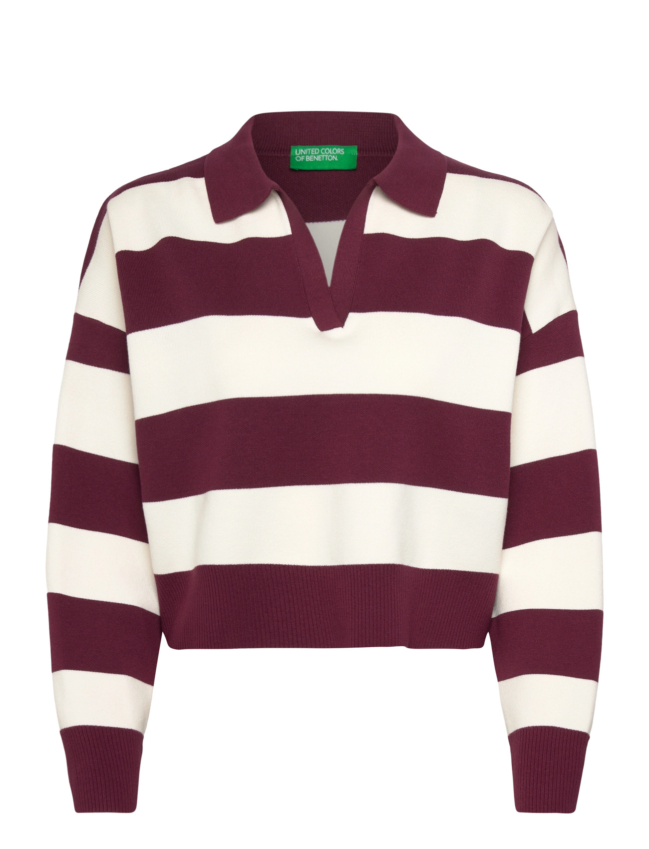 UNITED COLORS OF BENETTON L/S Polo Shirt Burgundy - XS - Damen