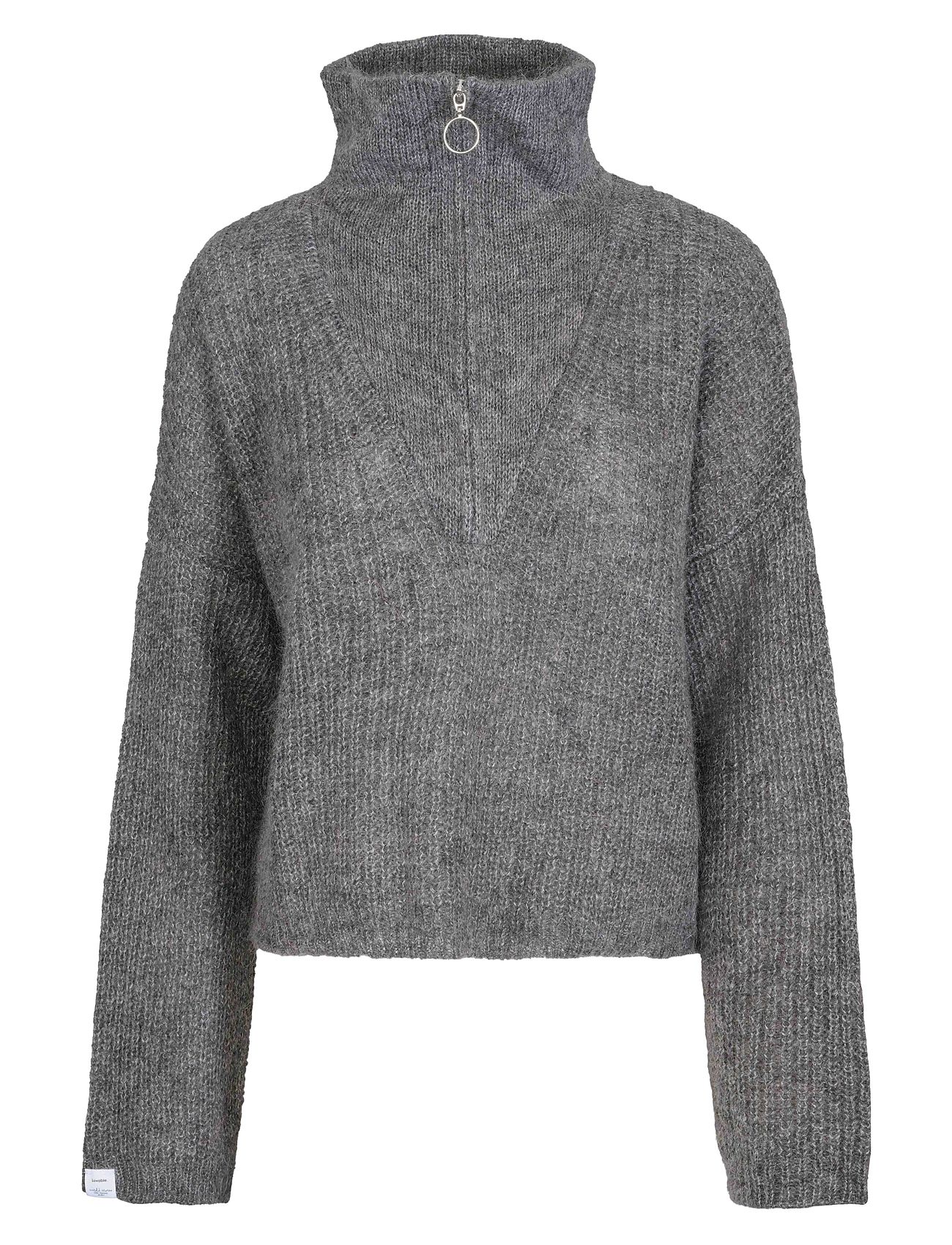 Florie Zip Knit Sweater Tops Knitwear Jumpers Grey Once Untold