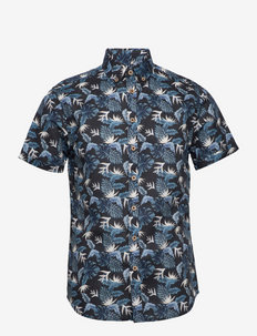 Lance Shirt - linen shirts - navy jungle aop