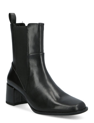 vagabond stina lace up mid heeled ankle boot in black