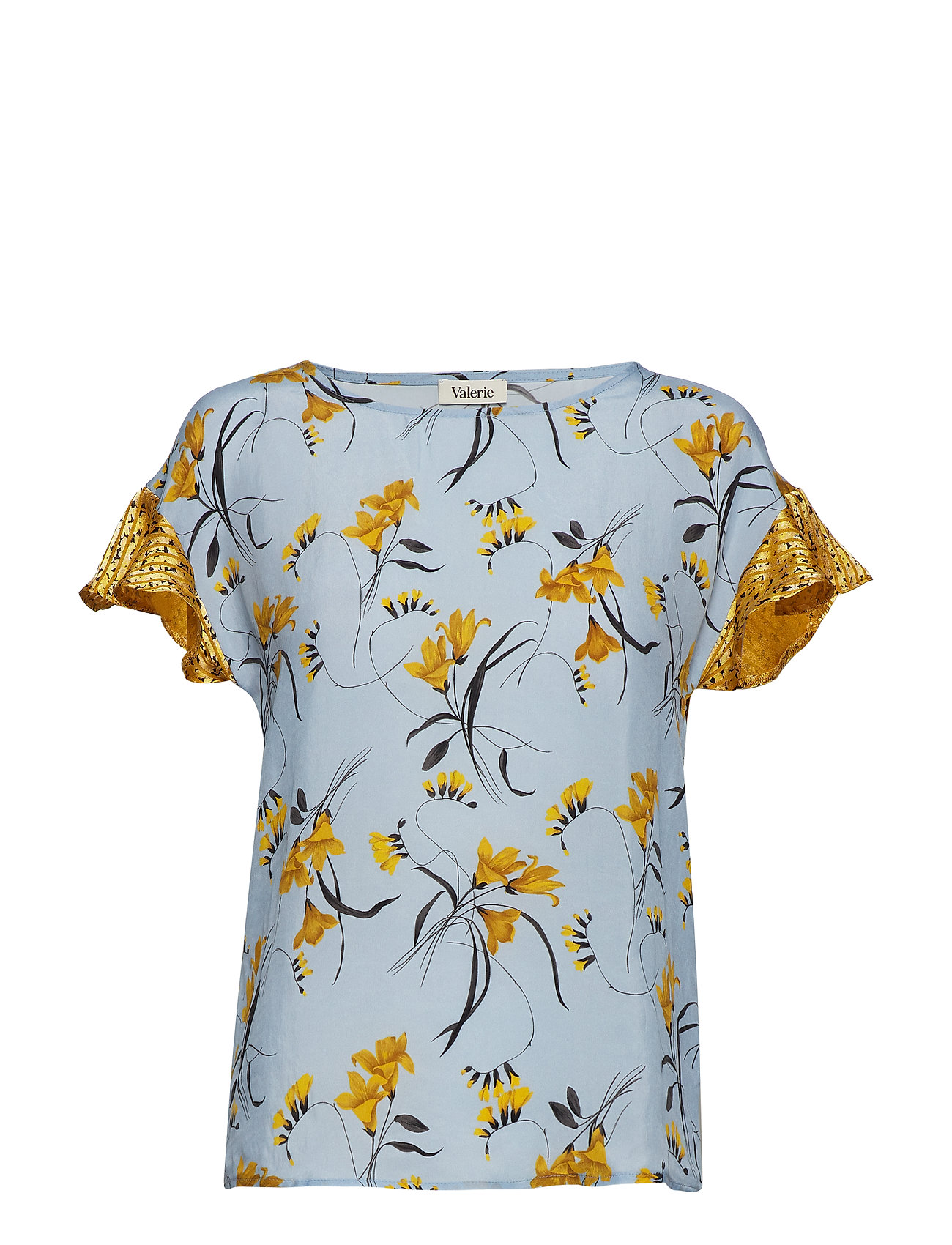 Lena Top Blouse Korte Mouwen Blauw Valerie valerie kopen in de aanbieding Lena Top Blouse Korte Mouwen Blauw Valerie valerie kopen in de aanbieding