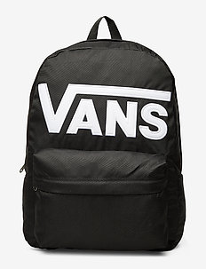 vans realm black and white geo print backpack