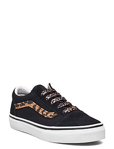 black vans leopard print stripe