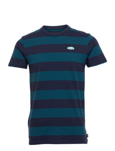 short sleeve crew tee Lacoste Striped T Shirt in White & Blues