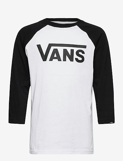 VANS CLASSIC RAGLAN BOYS - apdrukāts t-krekls ar garām piedurknēm - white/black