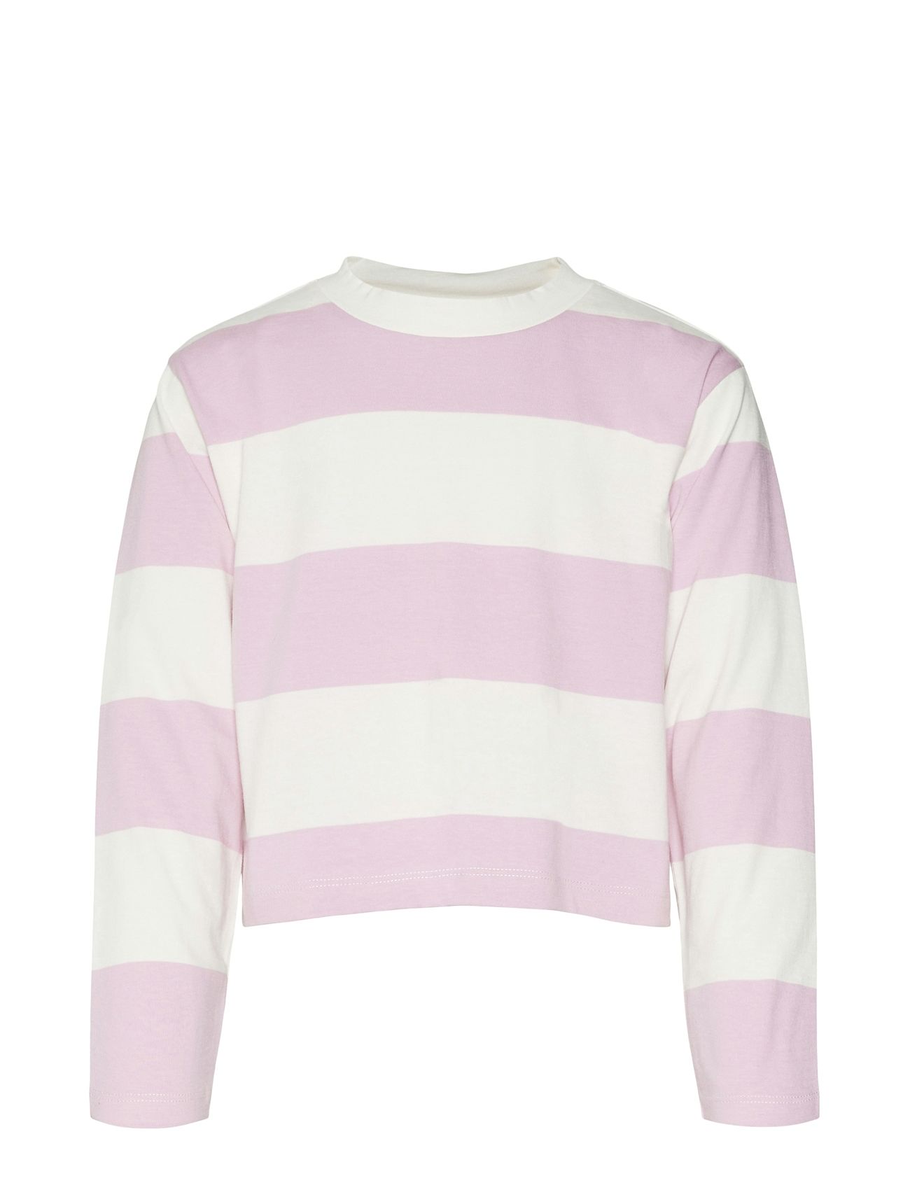 Vm Lla Ls Stripe Cropped Top Jrs Girl Tops T-shirts Long-sleeved T-shirts Pink Vero Moda Girl