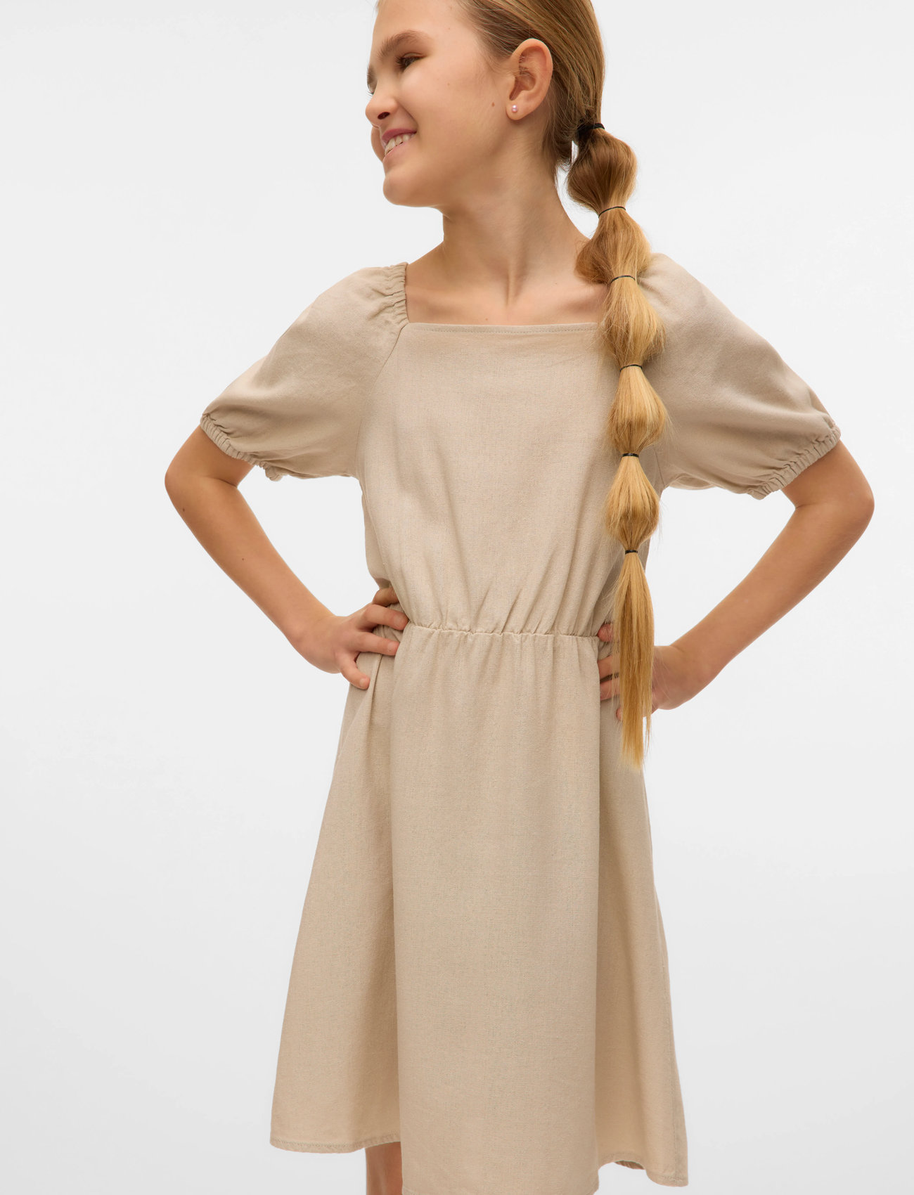 Vero Moda Girl Vmmymilo S/S Short Dress Wvn Ga Girl, 158, Beige, Fritidskjoler > Kortærmede Fritidskjoler, Børn