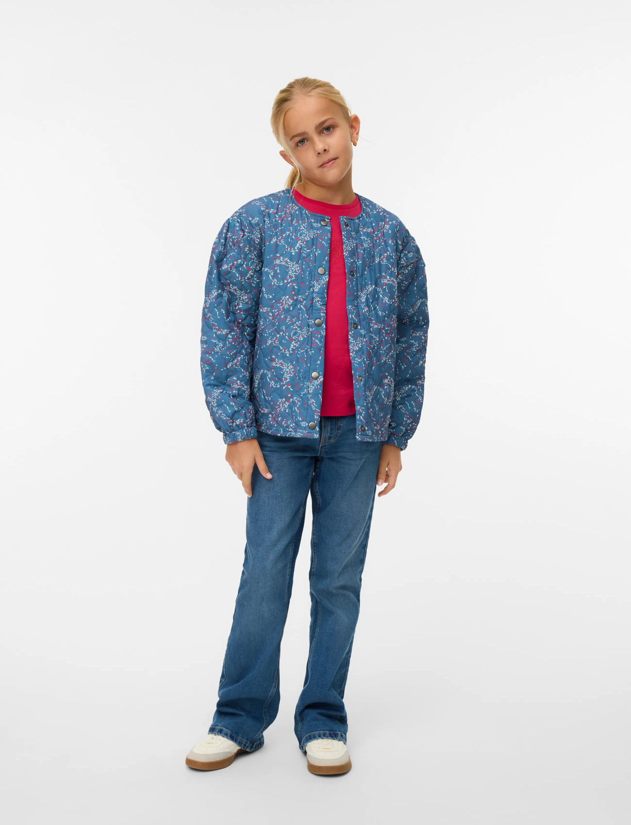 Vero Moda Girl Vmiris Mon Quilt Cardigan Wvn Girl, 158, Blue, Jakker & Frakker > Quiltede Jakker, Børn