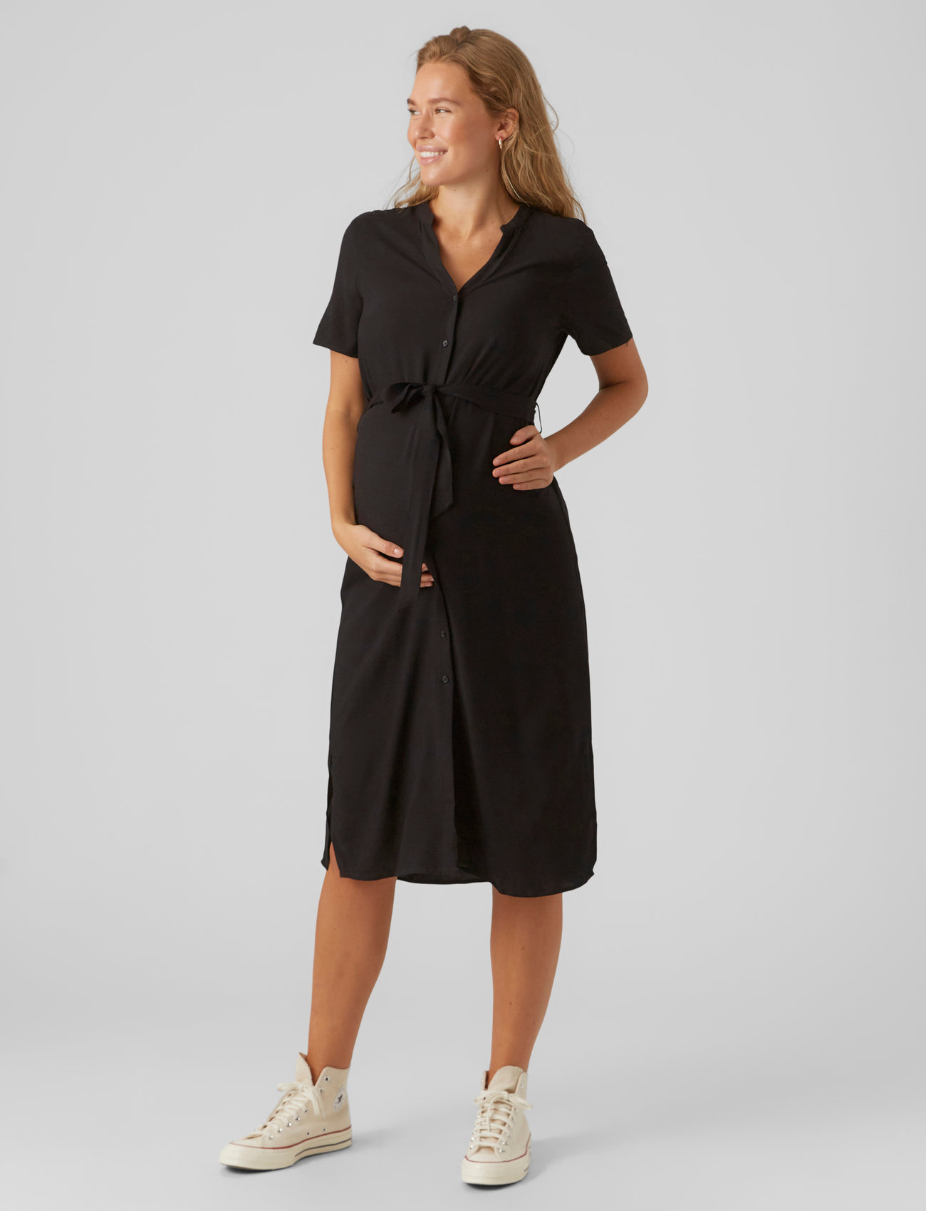 Vero Moda Maternity Vmmvica S/S Shirt Dress Ga Noos, XXL, Black, Kjoler > Skjortekjoler, Dame