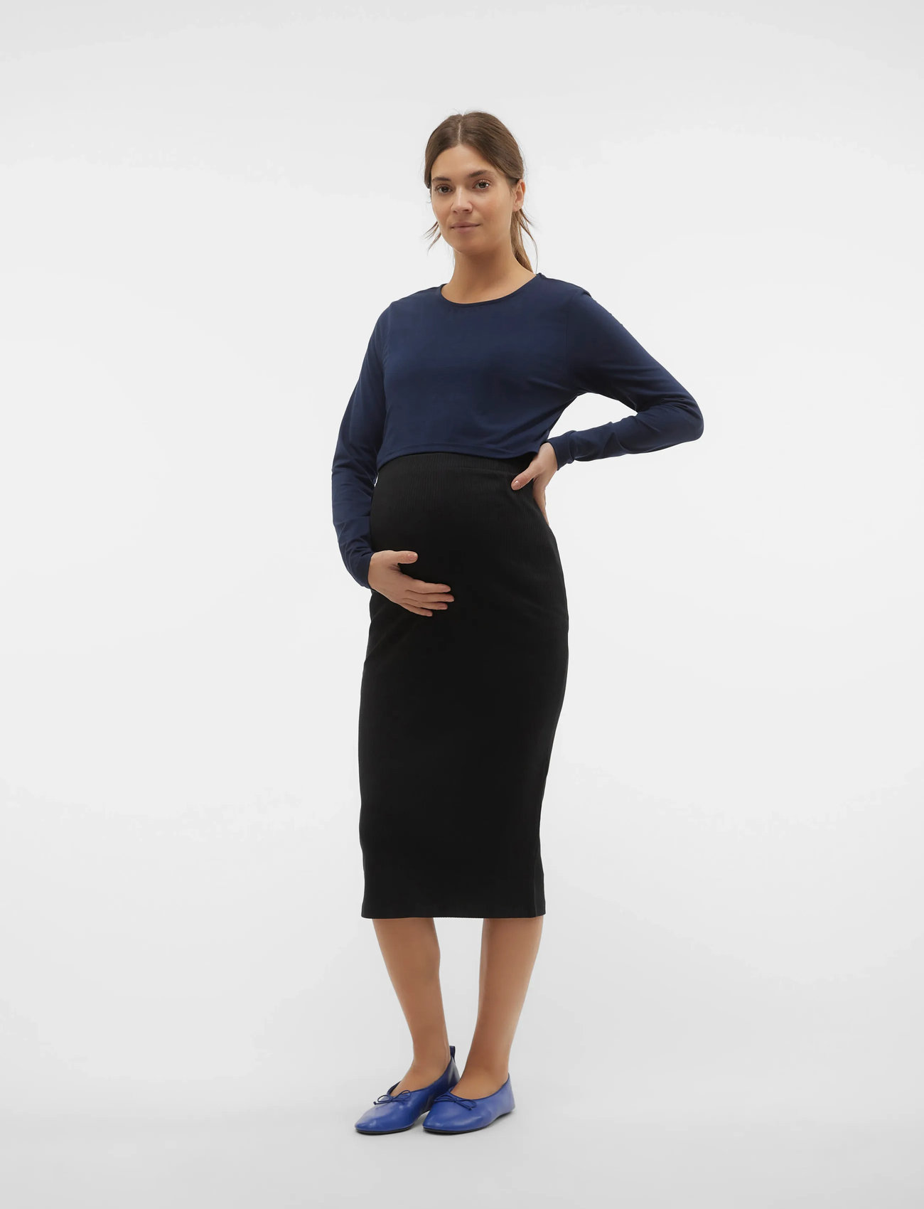 Vero Moda Maternity Vmmlavender Hw Pencil Skirt Vma Noos, XS, Black, Nederdele > Midi-Nederdele, Børn