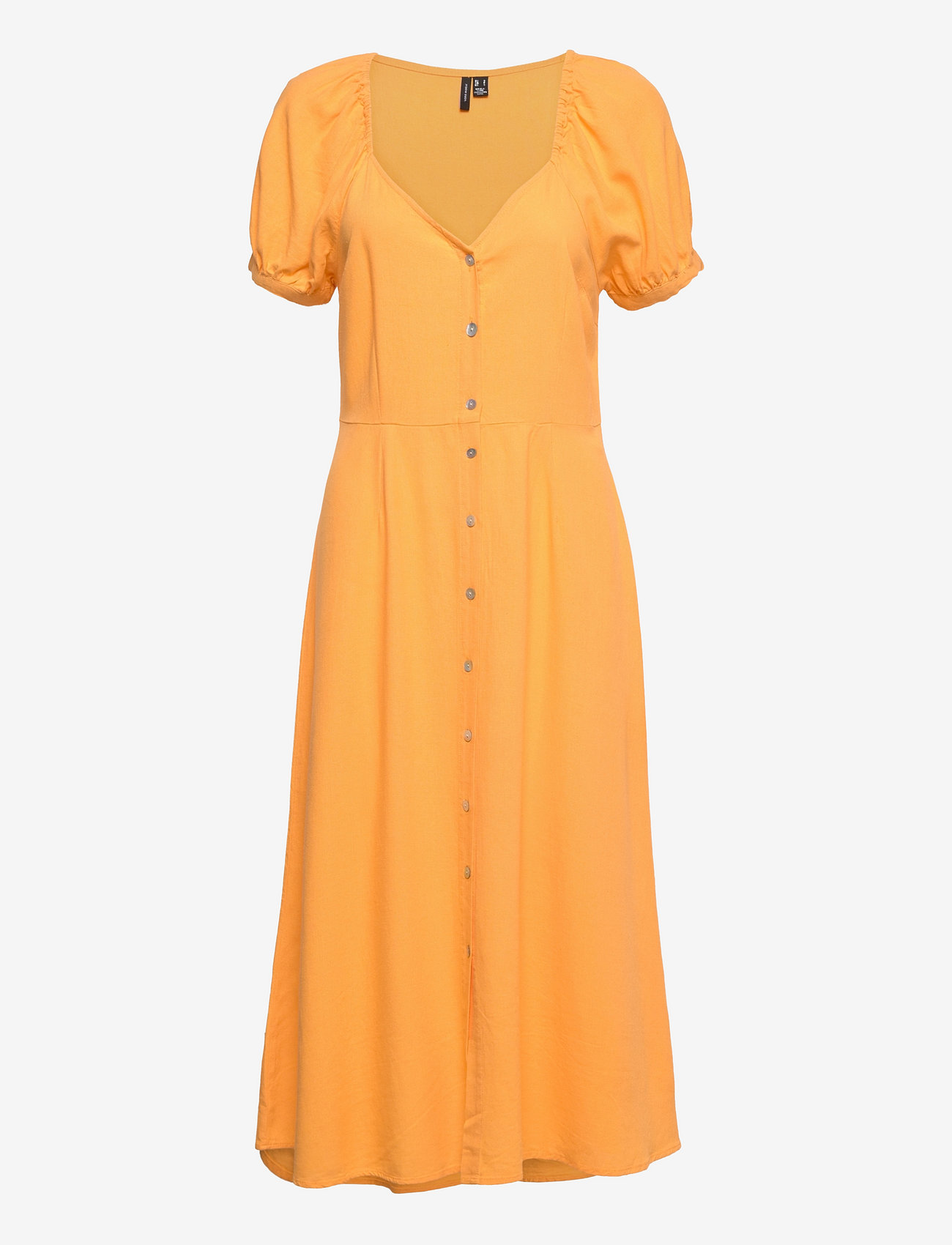 Vero Moda - VMJESMILO S/S CALF SHIRT DRESS WVN GA - sommerkjoler - amber yellow - 0