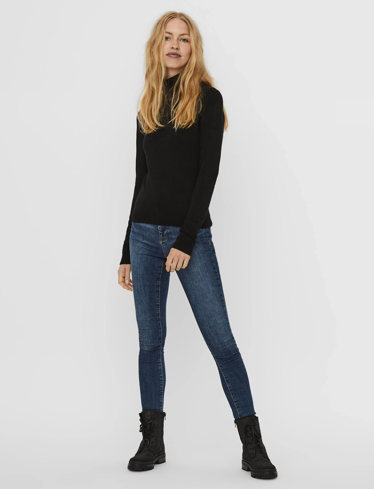 Vero Moda Vmglory Ls Rollneck Blouse, XS, Black, Strik > Rullekrave, Dame