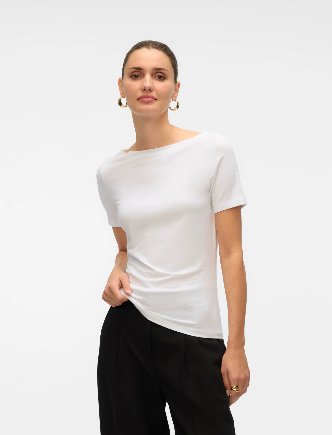 Vero Moda Vmpanda Modal S/S Top Noos, M, White, T-Shirts & Toppe > Kortærmede, Dame