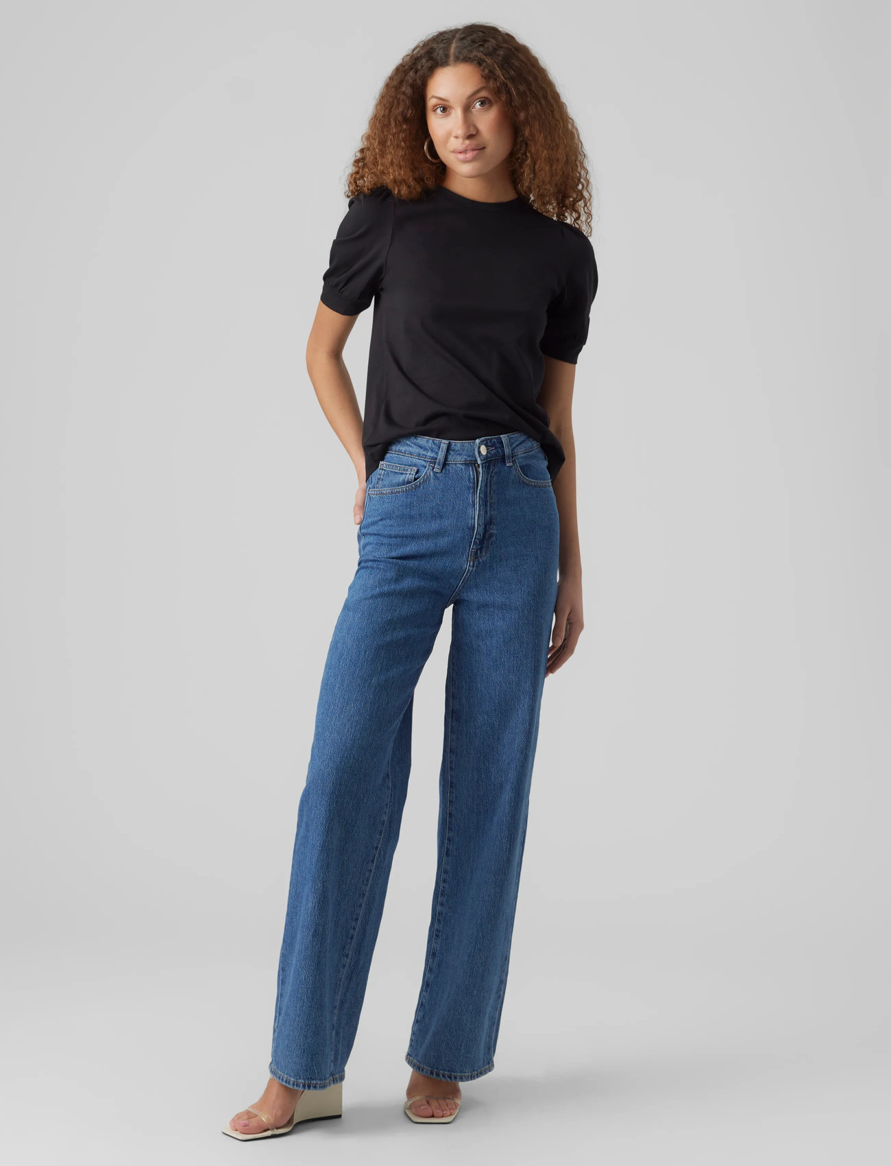 Vero Moda Awkerry 2/4 O-Neck Top Noos, XS, Black, T-Shirts & Toppe > Kortærmede, Dame