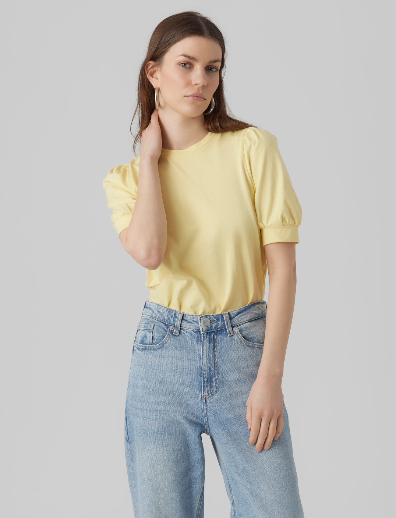 Vero Moda Awkerry 2/4 O-Neck Top Noos, M, Yellow, T-Shirts & Toppe > Kortærmede, Dame