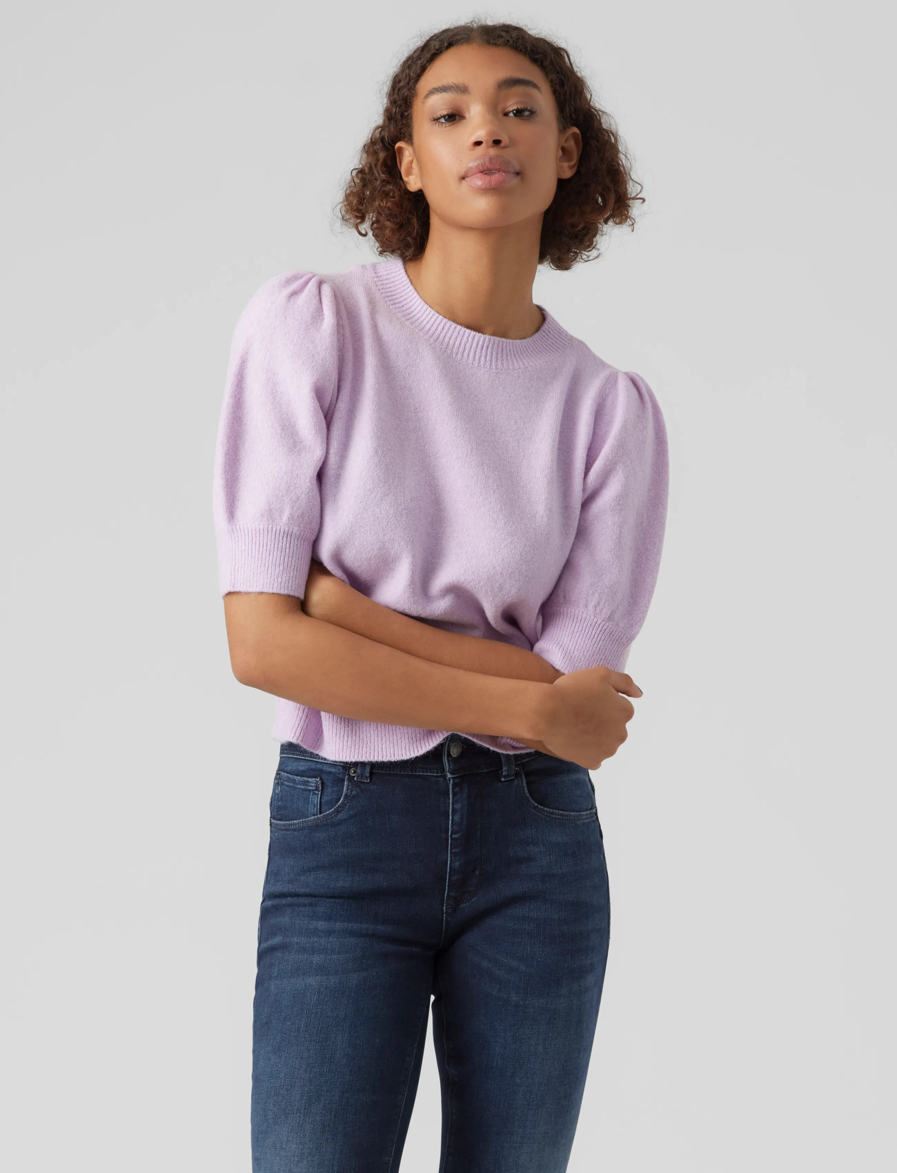 Vero Moda Vmdoffy 2/4 O-Neck Pullover Ga Noos, L, Purple, Strik > Trøjer, Dame