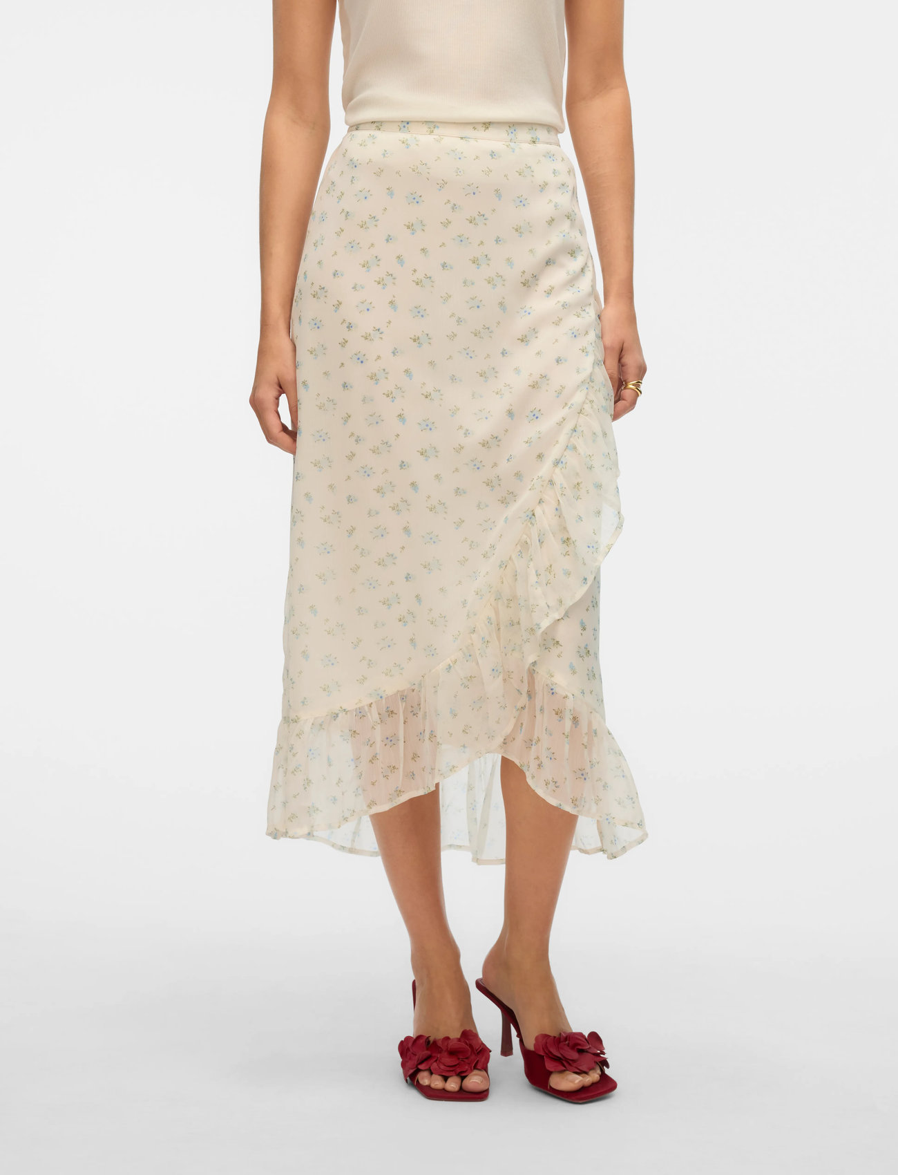 Vero Moda Vmsmilla H/W Wrap Skirt Wvn Ga, XS, White, Nederdele > Knælange Og Midi, Dame
