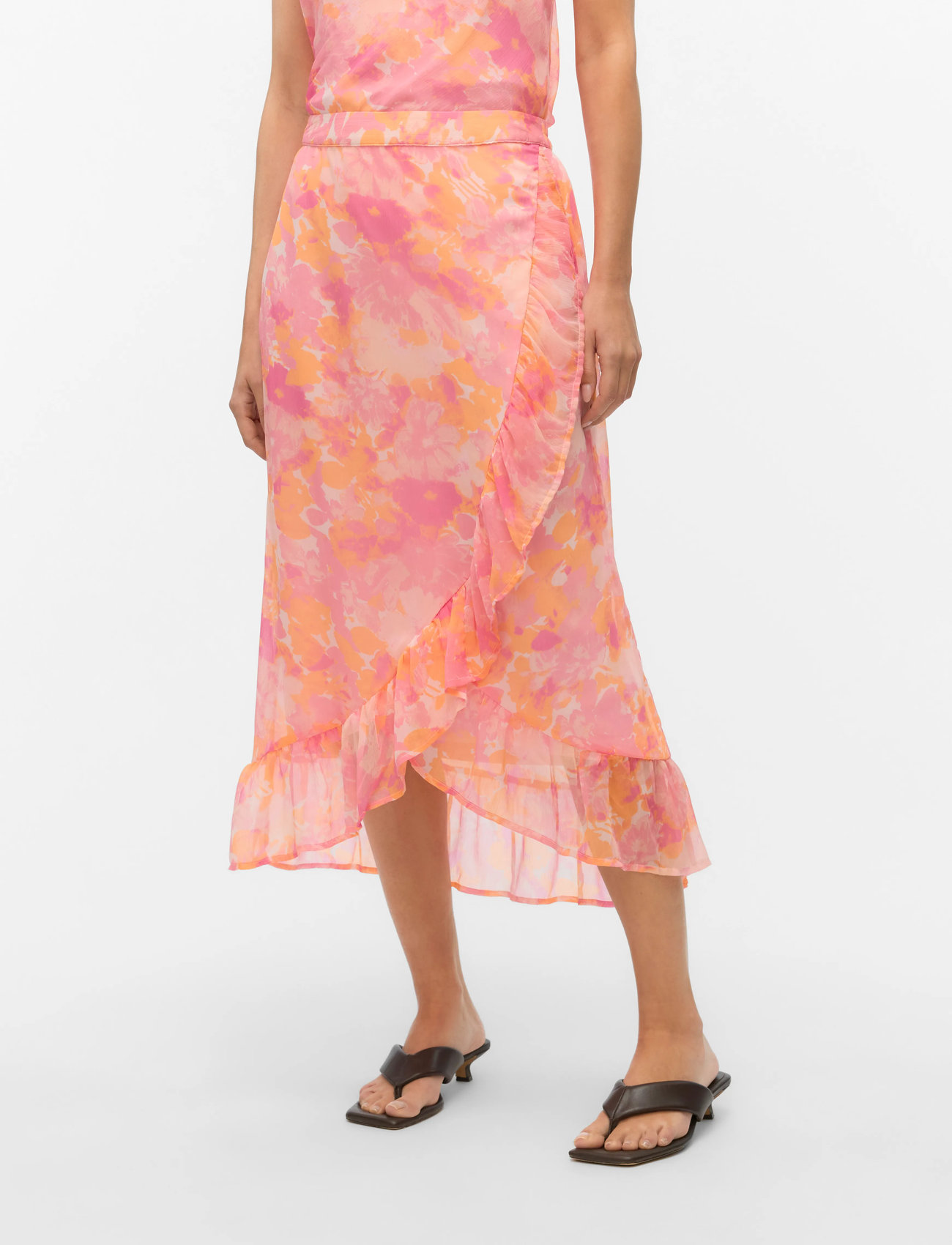 Vero Moda Vmsmilla H/W Wrap Skirt Wvn Ga, M, Pink, Nederdele > Knælange Og Midi, Dame
