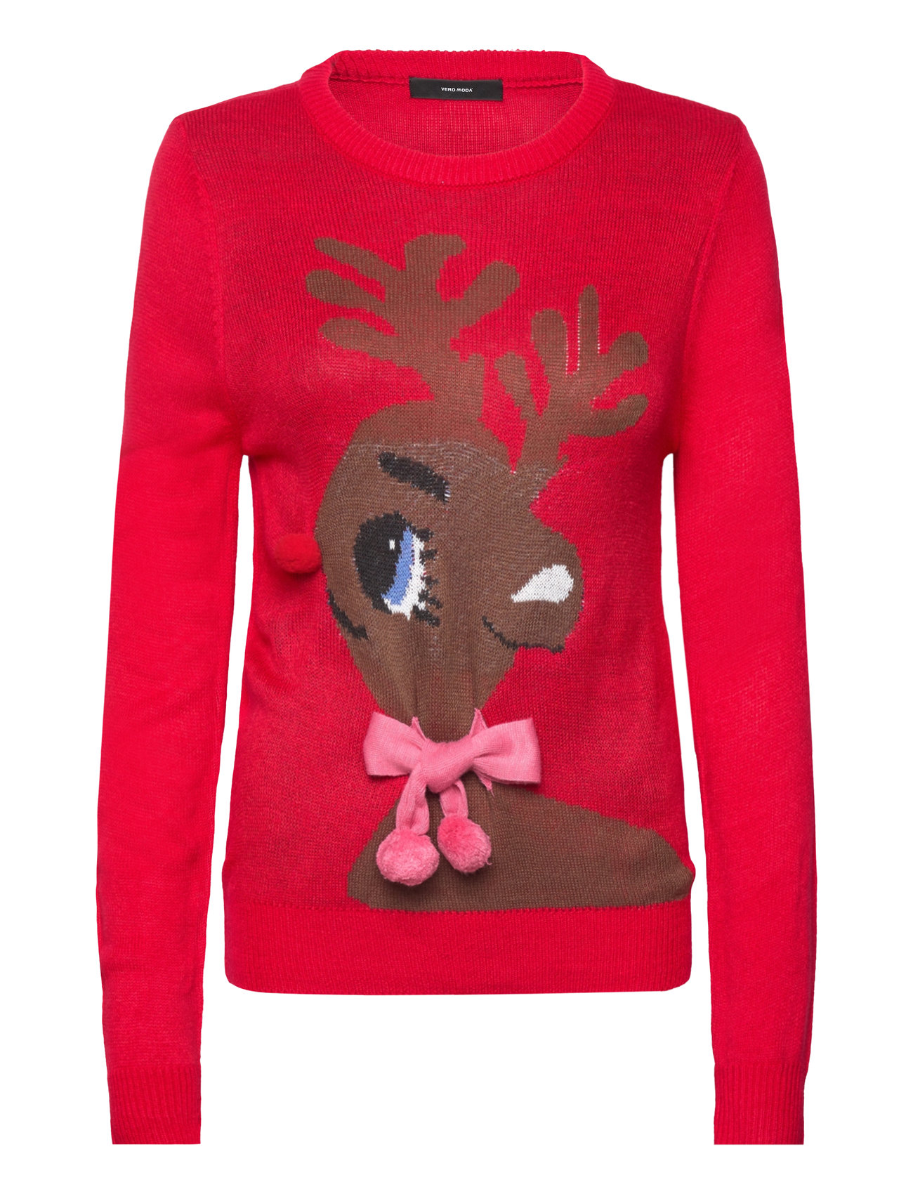 Vero Moda Vmcutedeer Ls O-Neck Blouse Xmas Röd