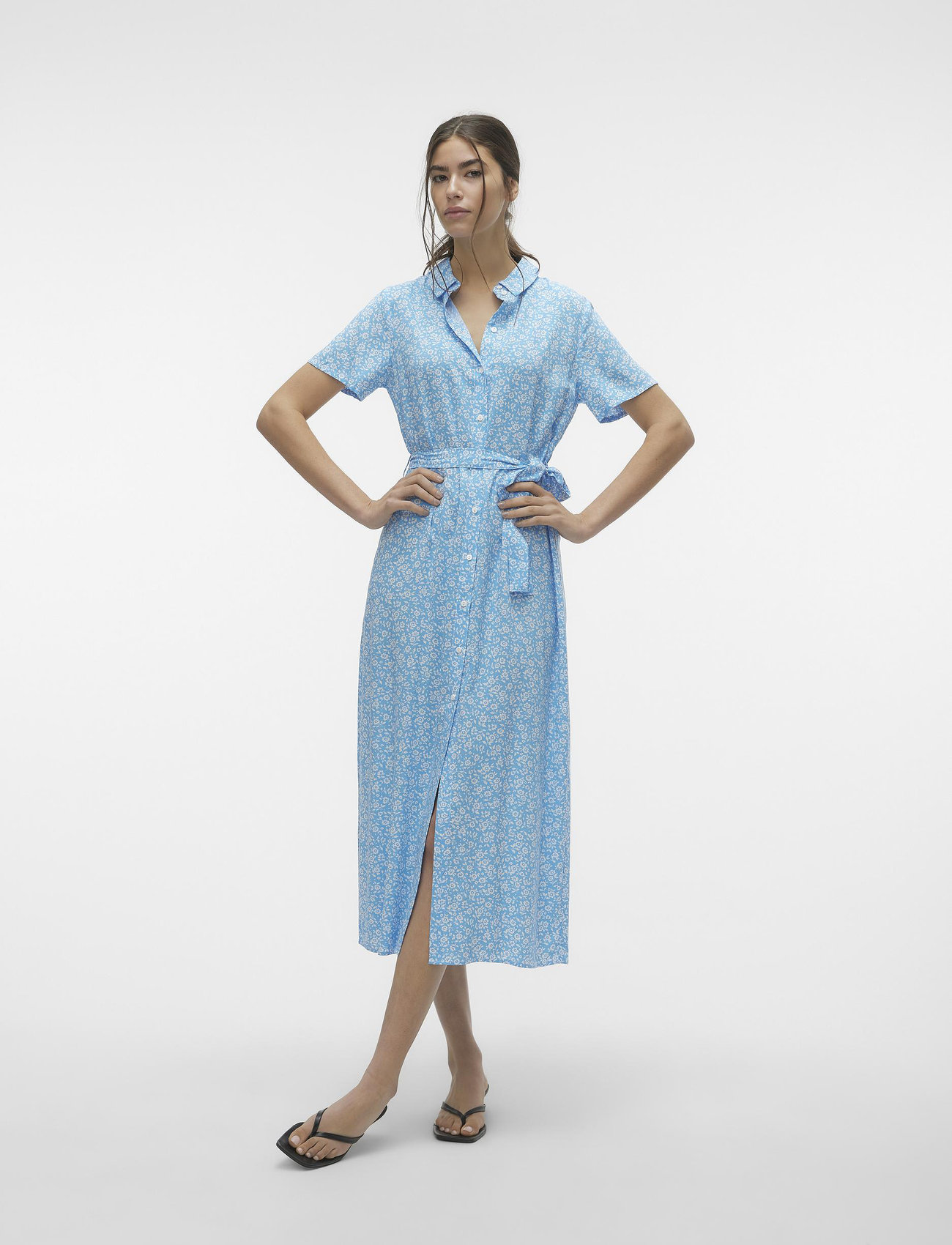 Vero Moda Vmeasy Joy S/s Long Shirt Dress Wvn Ga - Maxi dresses - Boozt.com