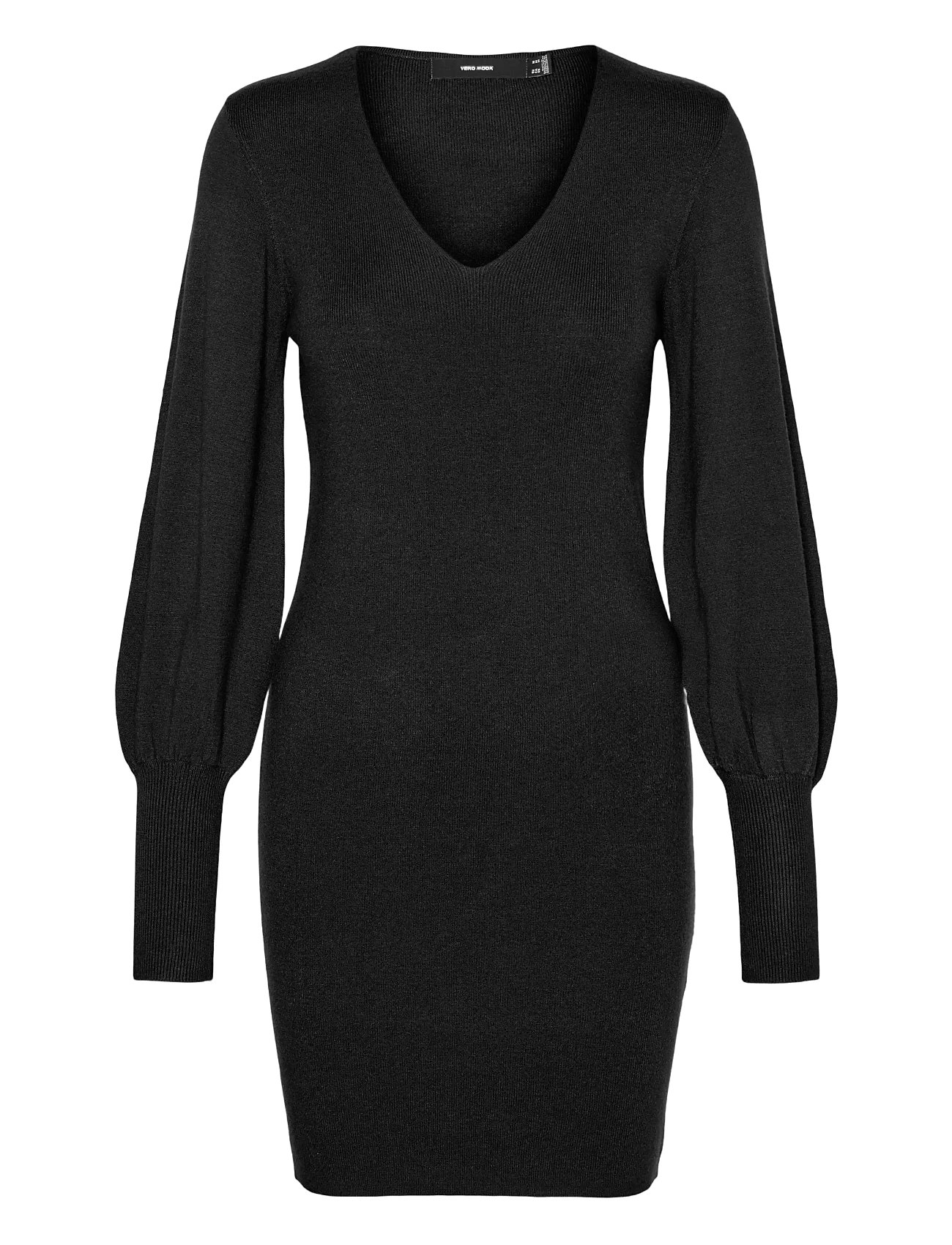 Vmhollykarispuff Ls V-Neck Dress Ga Boo Knelang Kjole Black Vero Moda