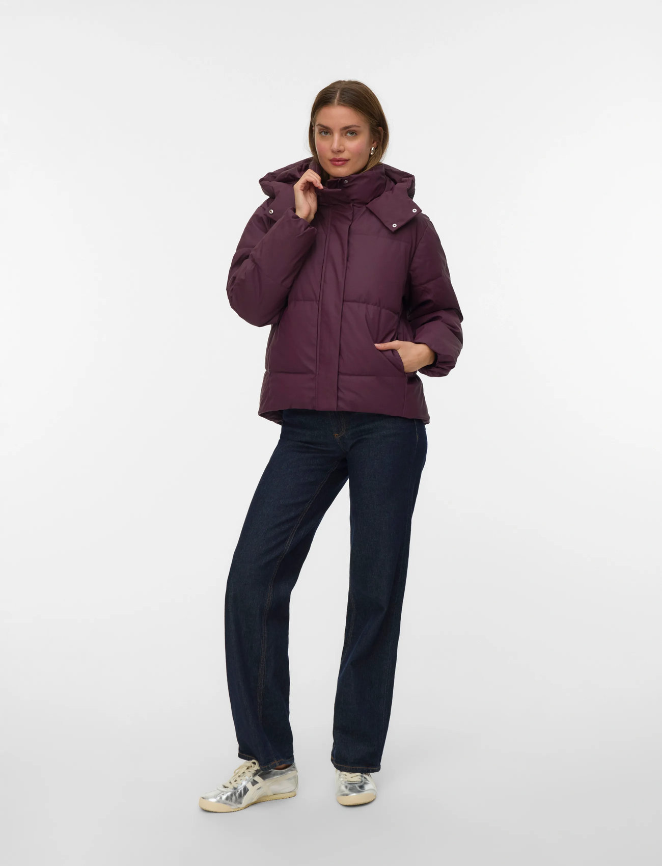 Vero Moda Vmgretakylie Short Coated Jacket Noos, XL, Burgundy, Jakker > Vatteret Jakke, Dame