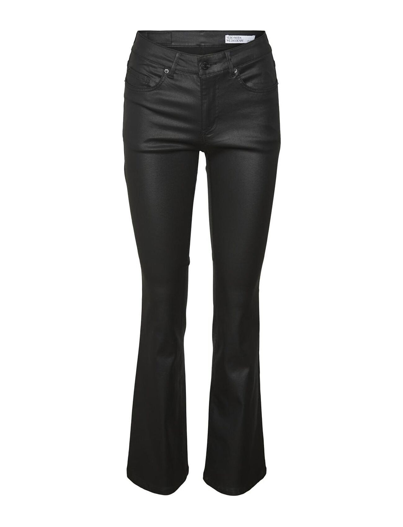 Vmflash Mr Flared Coated Pants Noos Bottoms Trousers Leather Leggings-Bukser Black Vero Moda