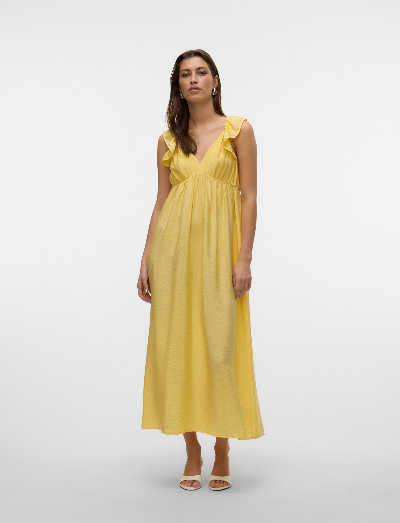 Vero Moda Vmjosie Sl Ankle Frill Dress Wvn Ga, XS, Yellow, Kjoler > Maxikjole, Dame