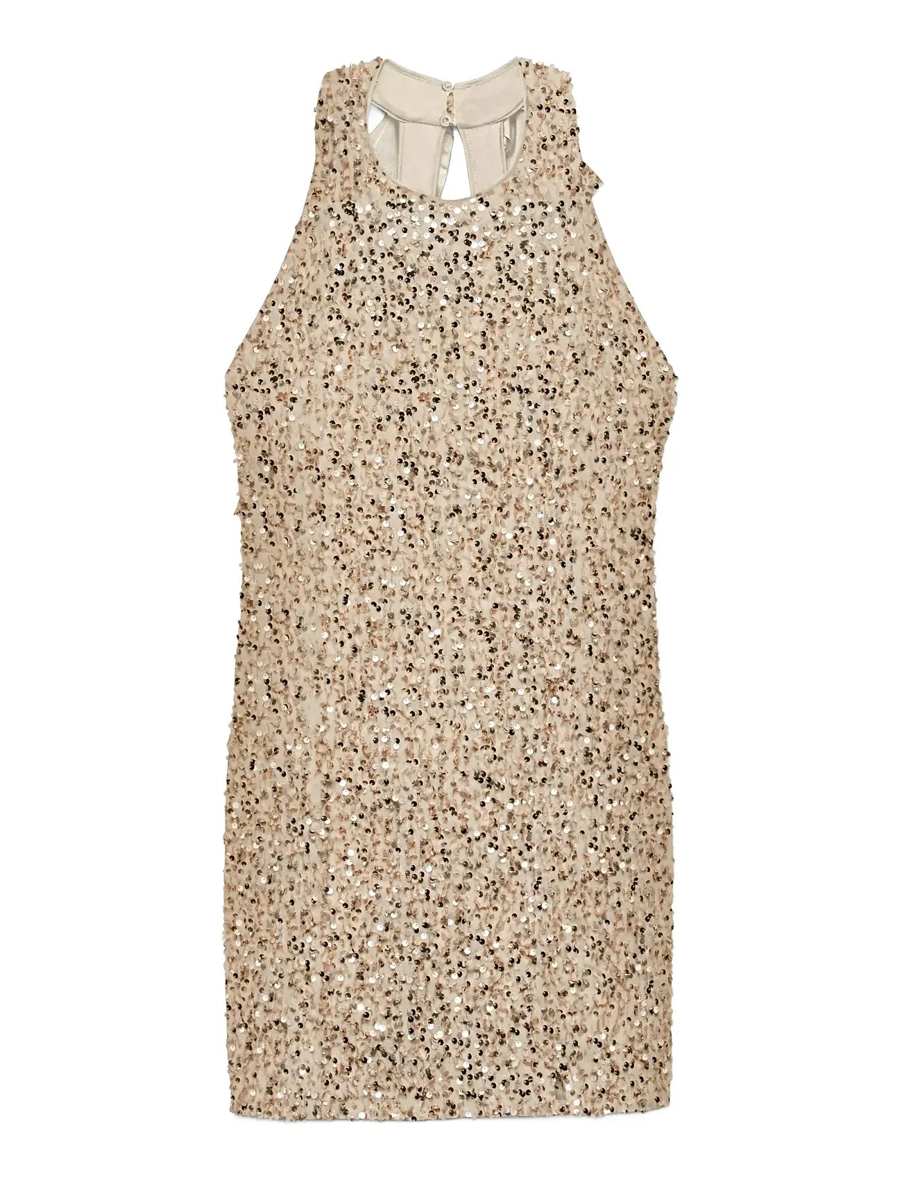 VERO MODA Vmbella Sl O-Neck Kurz Sq Kleid Jrs Ga Beige - XL - Damen