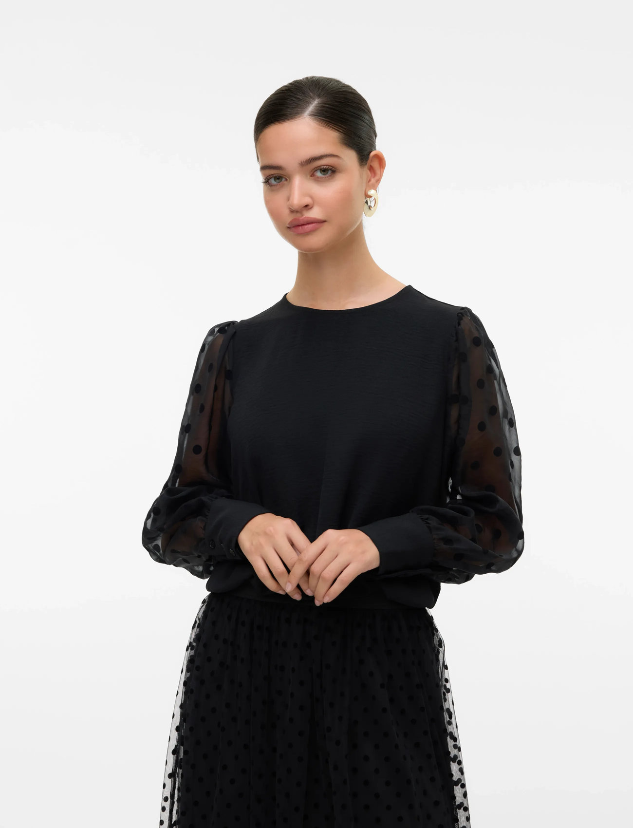 Vero Moda Vmalva Detail Ls Top Wvn, XS, Black, Bluser > Langærmede, Dame