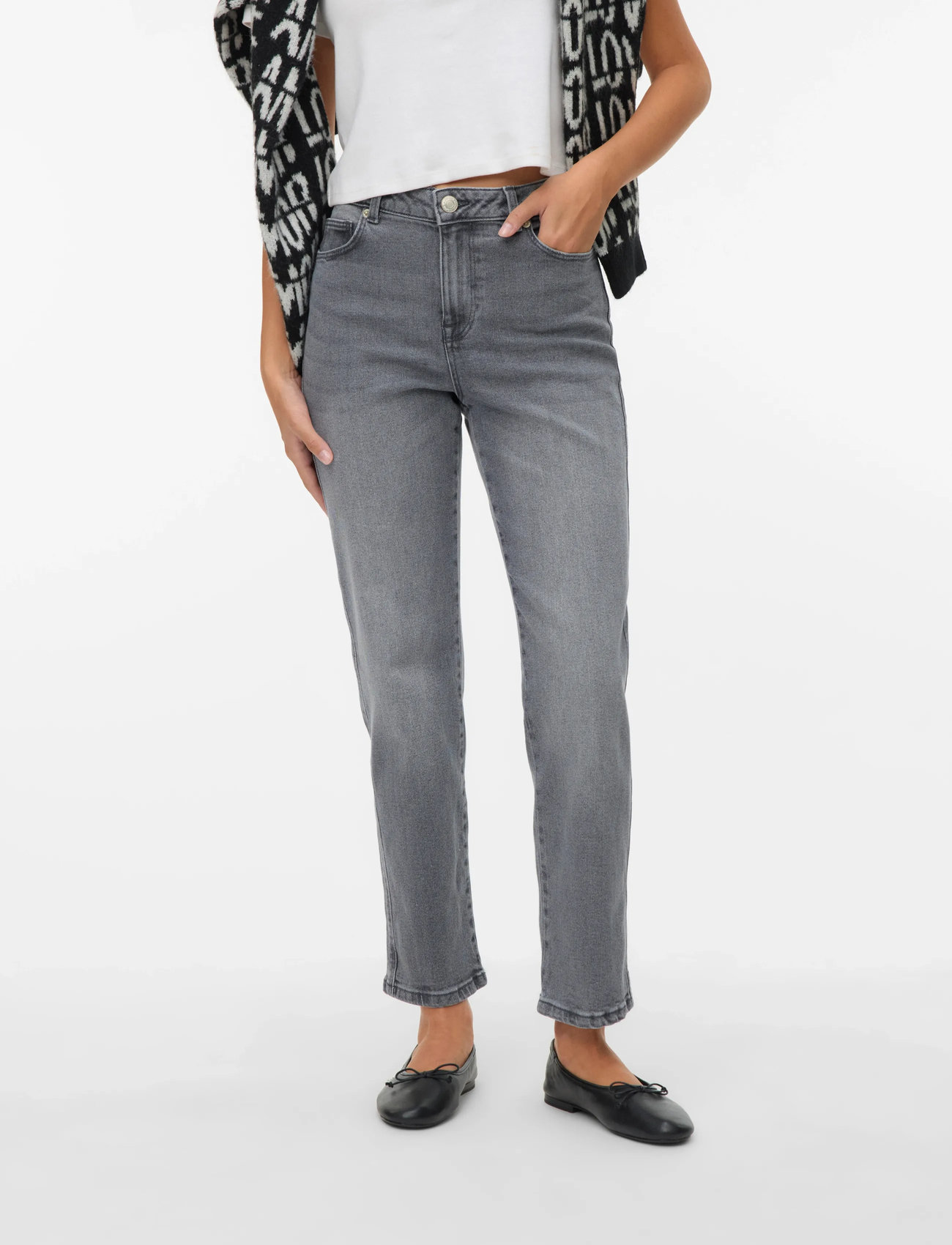 Vero Moda Vmamara Mr Slim Straight Ank Vi2112 Noos, 32 x 32, Grey, Jeans > Smalle, Dame