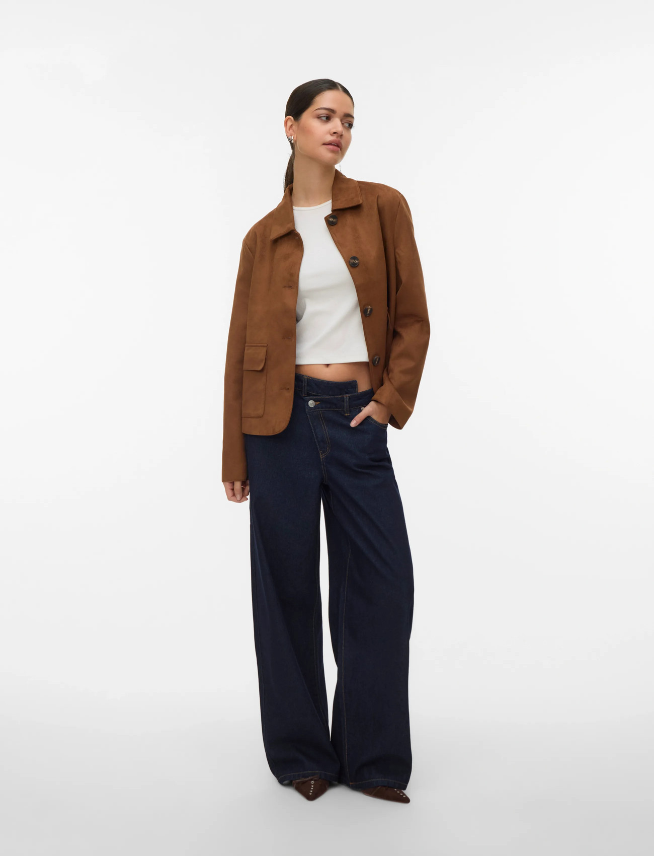 Vero Moda Vmjose Kelly Short Jacket Ga Noos, XL, Brown, Jakker > Læder, Dame