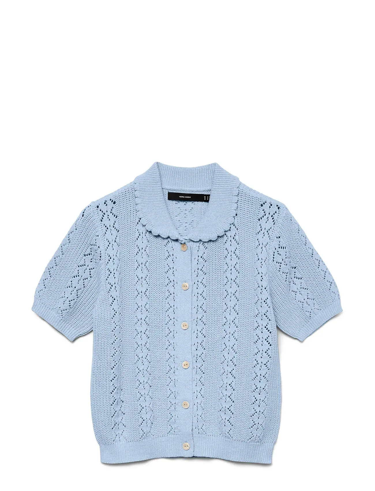 VERO MODA Vmdaria Ss Poloneck Cardigan Blau - M - Damen