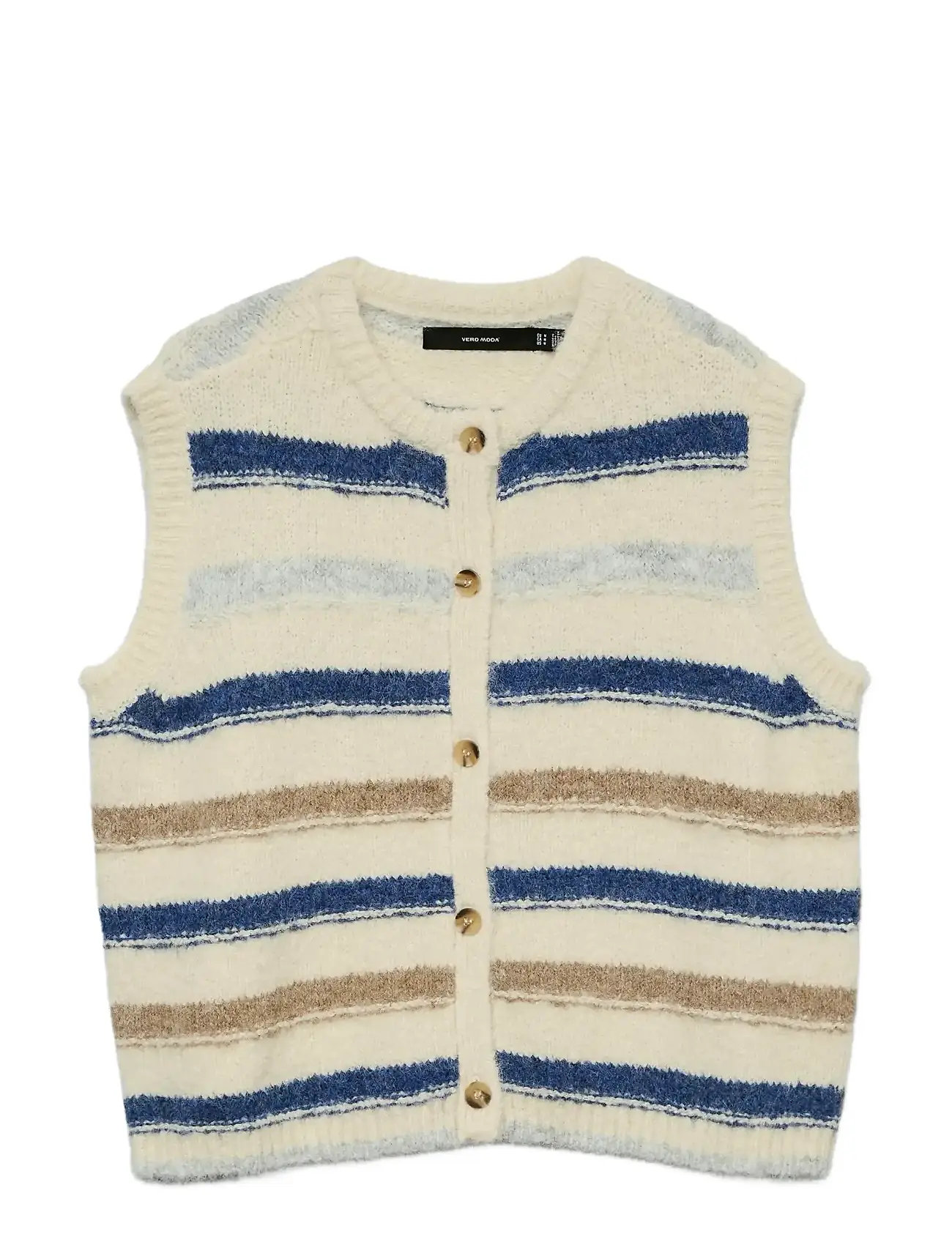 VERO MODA Vmkira Sl O-Neck Stripe Vest Boo Cream - M - Damen